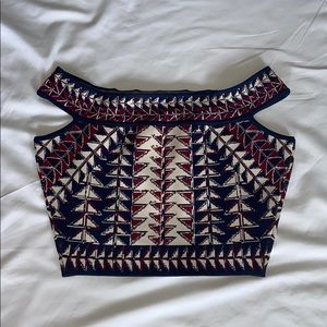 BCBG Off Shoulder Crop Top